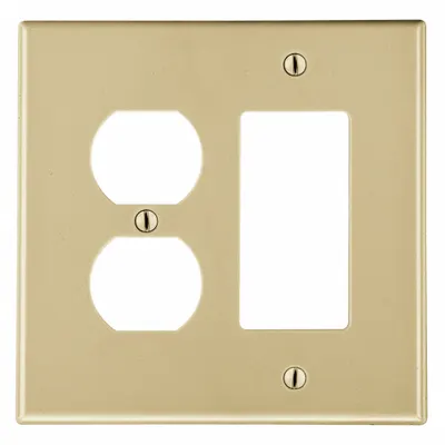 HUBBELL Wall Plate: Combo, 2 Gang, Ivory - Combination Wall Plates