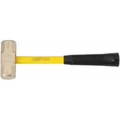Non-sparking engineering hammer with a 3 lb hexagon head, 1 3/4 in diameter, and 15 in overall length. Fiberglass handle reduces risk of ignition in hazardous environments. Suitable for general engineering tasks where spark prevention is required.