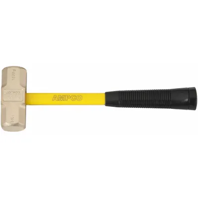 AMPCO Non-Sparking Engineering Hammer: Fiberglass Handle, 3 lb Head Wt, 1 3/4 in Dia - Non-Sparking Engineering Hammers