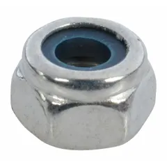 Locking nut designed to fit Dayton brand models 1VW58, 1VW59, and 1VW60. Used in material handling equipment such as conveyor systems and pallet jacks to secure components and prevent loosening from vibration.