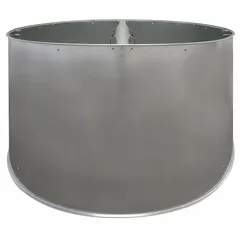 This windband assembly is a replacement component for HVACR ventilation systems. It directs airflow from fans to reduce noise and stabilize air discharge, minimizing turbulence in exhaust applications.