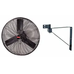 This Dayton wall-mount fan features a 30-inch blade diameter and a 1/4 hp motor operating on 120V AC. It offers two speeds and a non-oscillating, arm-mounted design for fixed airflow direction. Suitable for ventilation and cooling in workshops, warehouses, and factories.