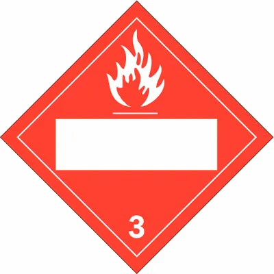 BRADY Container Placard: 3, 10 3/4 in x 10 3/4 in, 10 3/4 in Label Ht - Class 3: Flammable Liquids
