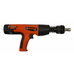 This 0.27 caliber powder-actuated gun drives pins up to 2 in length with washers, for 8/25 in pin diameter. It is used for fastening materials to concrete or steel substrates in construction and industrial applications.
