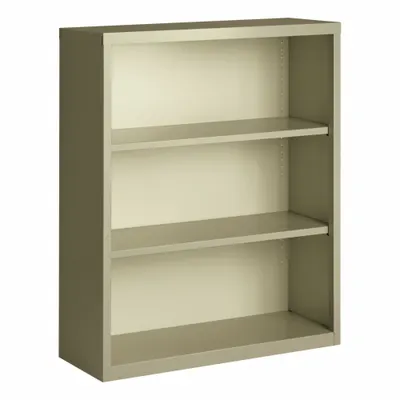 HIRSH Bookcase: Putty, Steel, 42 in Overall Ht, 34 1/2 in Overall Wd, 13 in Overall Dp - Stationary Bookcases