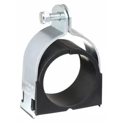 This strut clamp is made of zinc chromate steel and includes a polypropylene cushion. It is designed for use with pipe, accommodating 1 1/5 in copper tube and a maximum outer diameter of 1 3/8 in. The cushion provides vibration dampening in pipe support applications where general-purpose temperature ratings are sufficient.