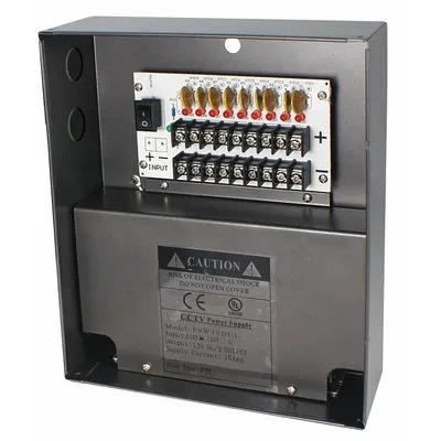 SPECO TECHNOLOGIES Camera Power Supply: 3 Pin AC Socket, No Outputs Included, Power Supplies - Video Surveillance Power Supplies & Power Converters