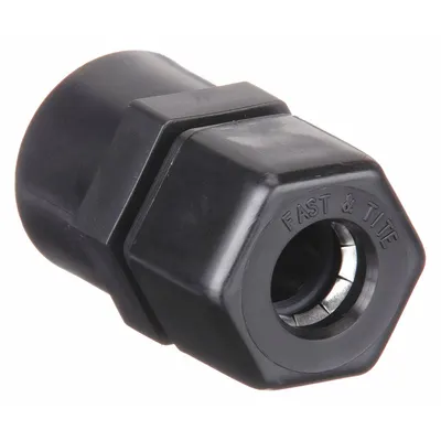 PARKER Compression Fitting Adapter: 1/4 in OD x 1/4 in Pipe Size, Compression x FNPTF - Polypropylene Compression Tube Fittings