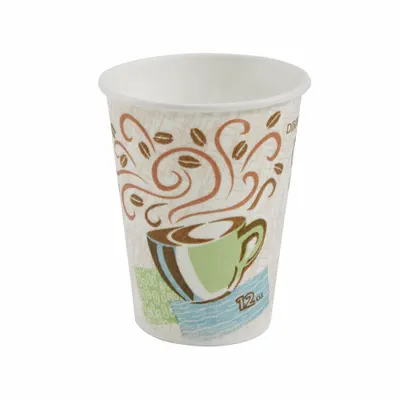 DIXIE Disposable Hot Cup: 12 oz Capacity, White, Paper, Unwrapped, Coffee Haze - Bio-Based Hot Cups