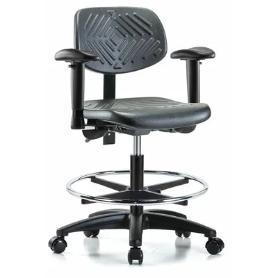 OEM Cleanroom Chair: Polyurethane, Arms Included, Ht Range 19 1/2 in to 27 1/2 in - Polyurethane Lab Chairs