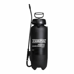 This CHAPIN handheld sprayer features a 3-gallon poly tank and operates at 60 psi with an adjustable nozzle, delivering a maximum spray distance of 25 feet. Designed for use with oils and lubrication, it is suited for industrial spot-cleaning and degreasing tasks in maintenance and manufacturing environments.