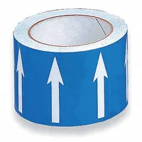 Arrow Tape: Blue, White, 4 in Wd, 54 ft Roll Lg, Vinyl, 2 in Roll Wd, 648 in Lg (MPN DA-3WB)