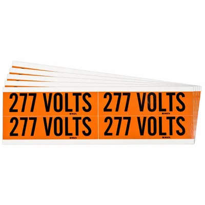 BRADY 152357 Self-Stick Vinyl Conduit and Voltage Marker, 277 Volts, 5 PK - Self-Stick Vinyl Conduit and Voltage Markers
