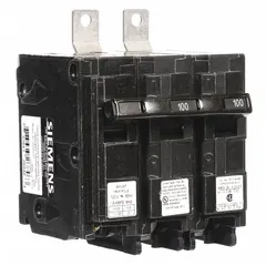 This 100 A, 2-pole miniature circuit breaker from the BL Series features a shunt trip for remote tripping capability. Rated 120/240V AC with a maximum AIR of 10kA, it is designed for bolt-on installation in Siemens P1 panelboards. Suitable for overcurrent protection in branch circuits of commercial and industrial electrical distribution systems.