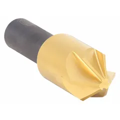 This six-flute countersink produces smooth, burr-free chamfers on drilled holes in metal, plastics, and composites. The 82° included angle and TiN-coated high-speed steel construction suit manual or CNC operations in machining, fabrication, and maintenance.