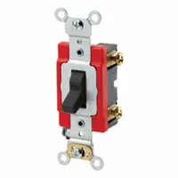 LEVITON Wall Switch: Toggle Switch, Single Pole, Maintained, Ebony, 120/277V AC, 20 A (MPN 1221-2E)