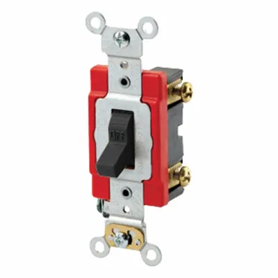 LEVITON Wall Switch: Toggle Switch, Single Pole, Maintained, Ebony, 120/277V AC - Toggle Wall Switches