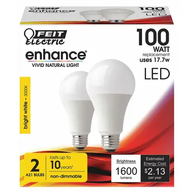 FEIT ELECTRIC Compact LED Bulb: Medium Screw (E26), LED, (A) Classic, A19, 16.5 W Watt - Medium Screw Base (E26) Lamps