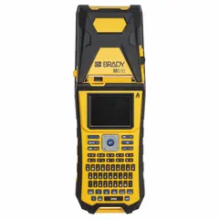 The BRADY M610 is a handheld label printer with a 2-inch, 300 dpi printhead and no wireless connectivity. It includes a battery, USB cable, black ribbon cartridge, and Brady Workstation Basic Design Suite. This printer is used for on-demand identification printing in industrial settings, such as asset tracking, cable marking, and safety signage.