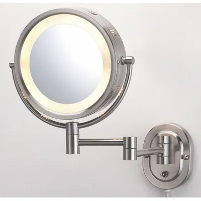 SEE ALL INDUSTRIES Makeup Mirror: Round, Glass, 13 in Overall Ht, 10 in Overall Wd, 4 in Overall Dp - Makeup Mirrors