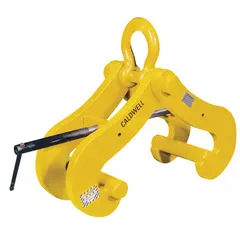Steel beam lifting clamp for top-mount flange lifting applications. Features a minimum jaw opening of 6 inches and a maximum jaw opening of 27 inches. Suitable for hoisting steel beams in rigging and material handling operations.
