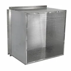 These steel intake guards are designed for wall-mount ventilation fans with a 54-inch blade diameter. Each guard is constructed from 16-gauge steel to provide protection from contact with moving fan blades while allowing airflow. Suitable for use in industrial and commercial ventilation systems.