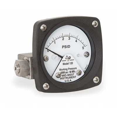 MIDWEST INSTRUMENT Series 120 Differential Pressure Gauge - Medium & High Operating Pressure Differential Gauges