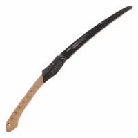Carbon steel pruning saw with a 14-1/4 in blade and 5.5 tooth pitch for cutting wood. Overall length 30-1/4 in, blade thickness 0.07 in. Suitable for tree care, landscaping, and forestry tasks