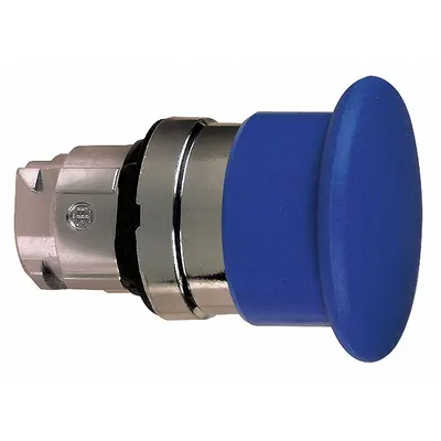 SCHNEIDER Mushroom Head Push Button: Blue, 22 mm Mounting Size, Metallic - Mushroom-Head Push-Button Operators