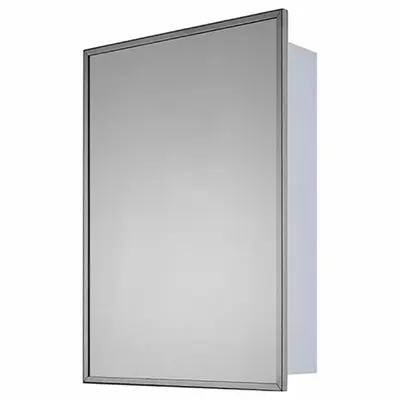 KETCHAM Medicine Cabinet: Rectangular, Glass, 22 in Overall Ht, 16 in Overall Wd - Mirrored Medicine Cabinets