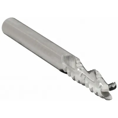 WIDIA HANITA Roughing End Mill: Carbide, 3 Flute, 1/4" Mill Dia, 3/4" LOC, 0.024" Chf - Corner-Chamfer Carbide Roughing End Mills for Nonferrous Materials