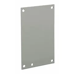 Steel interior mounting panel with painted finish. Overall height 21 inches, overall width 18.5 inches. Provides a grounded surface for mounting electrical components within an enclosure.