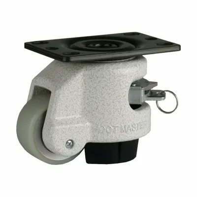FOOT MASTER Plate Caster: Polyurethane Tread, 50 mm Wheel Dia, 82 mm Mounting Ht - General Purpose Leveling Plate Casters