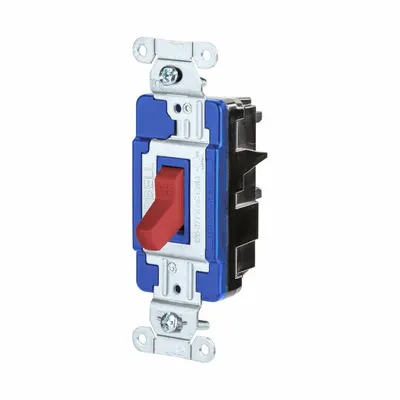 HUBBELL Wall Switch: Toggle Switch, Single Pole, Maintained, Red, 120/277V AC - Toggle Wall Switches