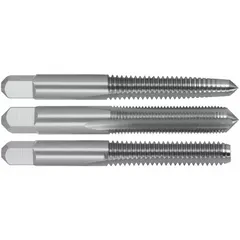 This three-piece hand tap set is designed for cutting internal M18x1.5 metric threads in metal parts. Made from high-speed steel with a D7 / 6H tolerance and 4 flutes, it is suitable for through-hole threading in ferrous and non-ferrous materials. Commonly used in maintenance, repair, and production environments for machinery, automotive, and industrial equipment assembly.