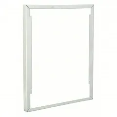 White semi-recessed mounting frame with outside dimensions 19.71 in x 16.15 in and 2 in frame extension. Designed for use with electric wall and ceiling heaters rated 2000/4000 kW. Compatible with QMARK models 19PP61, 19PP51, 19PP13, 39K908, 39K907, 39K906, 39K909, 19PN86, 39K905, 39K904, 19PN80, 19PN79, 19PN70, 19PN78, 19PR51, 19PR46, 39K916, 39K912, 39K914, 19PP53, 19PR19, 39K913, 39K915, 19PP55, 19PR95, 19PR98, 19PR97, and 19PR96.