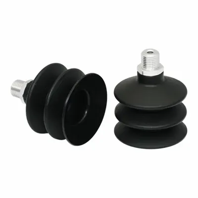 SCHMALZ Vacuum Pad Assembly: 2.5 Folds, G1/4 in, 55 mm Pad Dia, NBR, 55 A, Black - Multi-Bellows Type Electronics Industry Vacuum Pad Assemblies