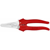 KNIPEX Industrial Shears: Right-Hand, 7 1/2 in Overall Lg, Straight, Stainless Steel, Rounded, Red (MPN 95 05 190)