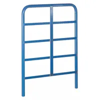 This steel end rack attaches to platform truck decks to secure loads during transport. It measures 39 inches in height and 23 3/4 inches in width, with 1 1/4 inch diameter posts. Compatible with LITTLE GIANT model DRB-2460-6PY