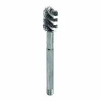 Steel wire brush for cleaning drilled holes prior to adhesive anchor installation. Overall length 4 7/8 in, diameter 0.75 in, compatible with 0.625 in hole diameter. Removes dust and debris to promote bond strength in concrete or masonry