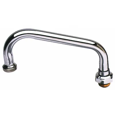 T&S BRASS Spout: Spout, Double-Bend, Swivel Spout, Brass, Chrome, 26.3 gpm Flow Rate - Double-Bend Faucet Spouts