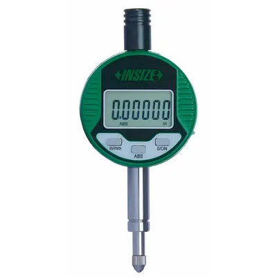 INSIZE Digital Indicator: 0 in to 0.2 in /0 mm to 5 mm, Inch/Metric, +/- 0.0015 in Accuracy - Digital Indicators with Non-Removable Flat Back