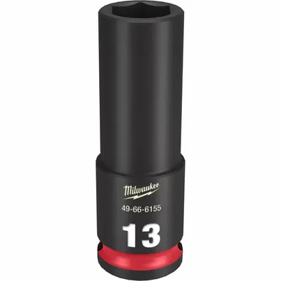MILWAUKEE Deep Impact Socket: 3/8 in Drive Size, Metric, 13 mm Socket Size, 6-Point - 3/8" Drive Impact Sockets