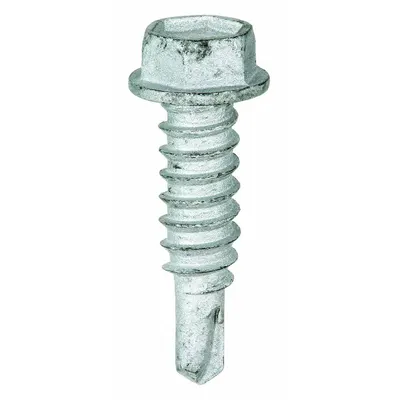 TEKS Self-Drilling Screw: #10 Size, 1 in Lg, Steel, Climaseal, Hex Washer, External Hex - Metal-to-Metal-Joining Self-Drilling Screws