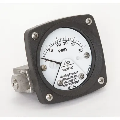 MIDWEST INSTRUMENT Series 120 Differential Pressure Gauge - Medium & High Operating Pressure Differential Gauges