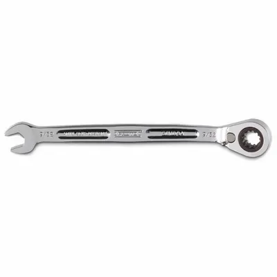 PROTO Combination Wrenches: Alloy Steel, Full Polish Chrome, 9/32 in Head Size - SAE Spline Ratcheting Combination Wrenches