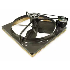 This ceiling-mount whole house fan is designed for ventilating up to 1,200 sq ft of living space. It features a 30-inch blade, belt drive, and delivers a maximum airflow of 7,600 cfm. The fan operates on 115V AC, single phase, with two speeds and is speed controllable. It requires a square rough opening and is intended for general residential or light-commercial cooling applications.