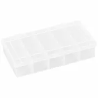 FLAMBEAU Compartment Box: 3 1/2 in x 5 7/8 in x 1 3/8 in, Clear, 5 Compartments, 0 Adj Dividers (MPN T155)
