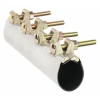 This partial-gasket repair clamp is designed for sealing leaks in pipe without replacing the entire section. It features a 304 stainless steel body, steel bolts, and a nitrile rubber gasket. Rated for maximum operating pressure of 150 psi and maximum vacuum pressure of 150. Overall length is 12 inches