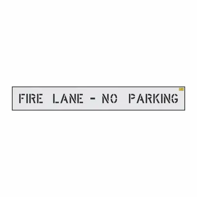 RAE Individual Stencil: Fire Lane - No Parking, 0.062 in Thick, 4 in Overall Ht - Light-Duty Message Stencils for Traffic & Parking Control